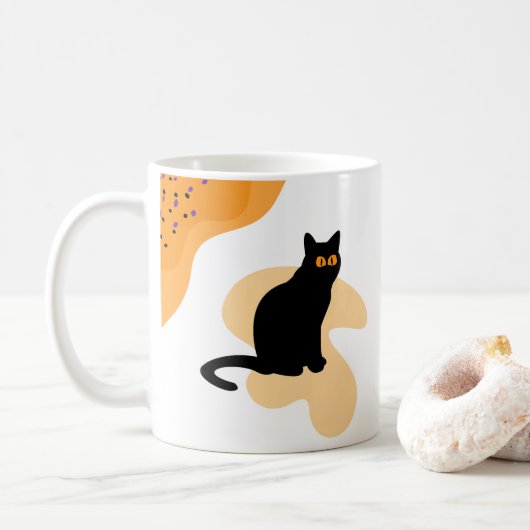 Mug Chat noir éffrayant avec yeux Déplaisants cadeau d (Avec donut)