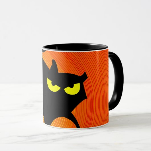 Mug Chat noir effrayant Halloween (Devant droit)
