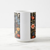 Mug Chat Noir Élégant Fleurs Colorées (Centre)