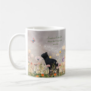 Mug Chat noir en fleurs