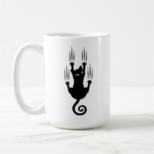 Mug Chat noir en silhouette drôle suspendu avec griffu