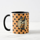 Mug Chat noir en sorcière Casquette Halloween heureux (Gauche)