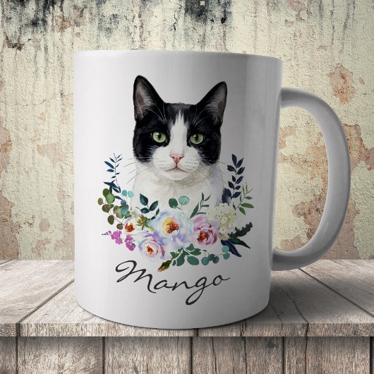 Mug Chat noir et blanc à l'aquarelle