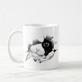 Mug Chat noir et blanc curieux de Kitty (Gauche)