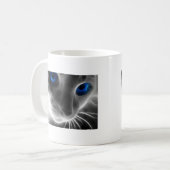 Mug Chat noir et blanc de Kitty observé par bleu (Devant gauche)