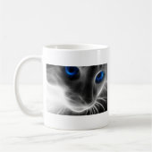 Mug Chat noir et blanc de Kitty observé par bleu (Gauche)