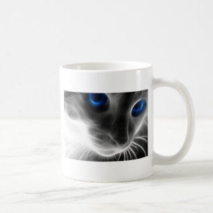 Mug Chat noir et blanc de Kitty observé par bleu