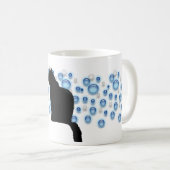 Mug - chat noir et bulles bleues (Devant droit)