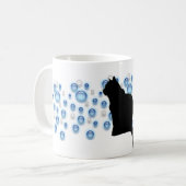 Mug - chat noir et bulles bleues (Devant gauche)
