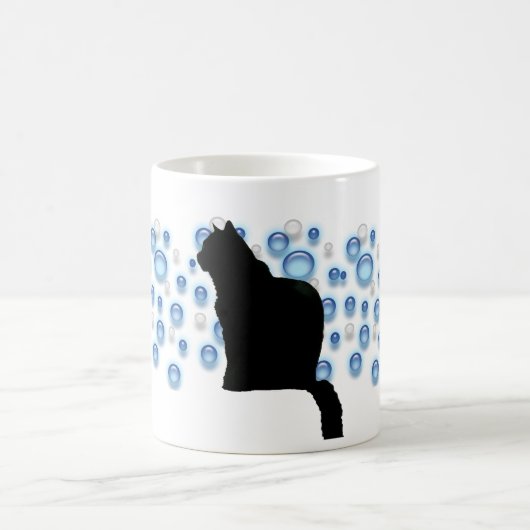 Mug - chat noir et bulles bleues (Centre)