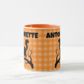Mug Chat noir et chauves-souris d'Halloween sur plaid (Centre)