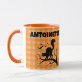 Mug Chat noir et chauves-souris d'Halloween sur plaid (Gauche)