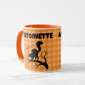 Mug Chat noir et chauves-souris d'Halloween sur plaid (Devant gauche)