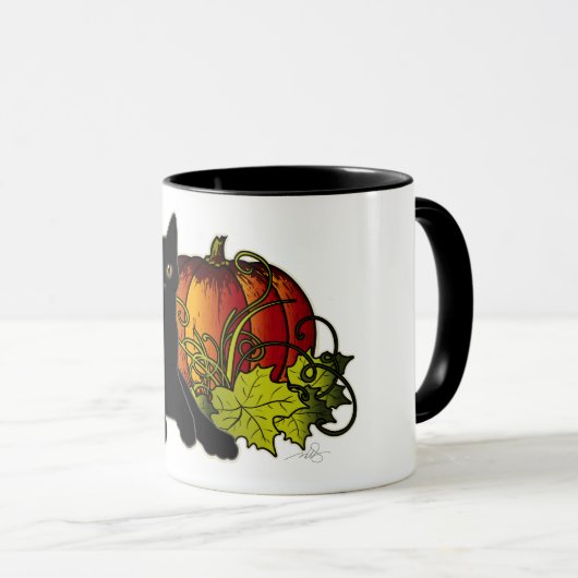 Mug Chat noir et Citrouille (Devant droit)
