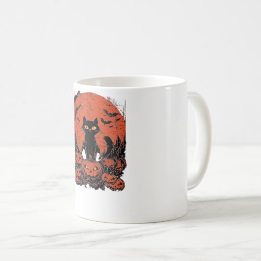 Mug Chat noir et Citrouille - Halloween T-shirt Art Cl (Devant droit)