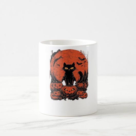 Mug Chat noir et Citrouille - Halloween T-shirt Art Cl (Centre)