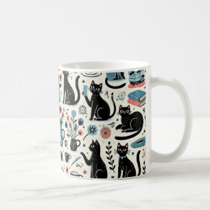 Mug Chat noir et fleur