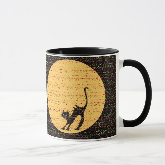 Mug Chat noir et Pleine lune de courbement de fête (Droite)