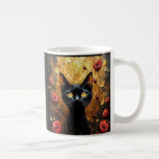 Mug Chat noir et roses (Droite)