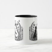 Mug Chat noir et silhouette de Retriever doré (Centre)