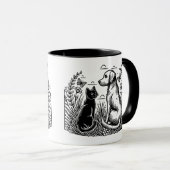 Mug Chat noir et silhouette de Retriever doré (Devant droit)