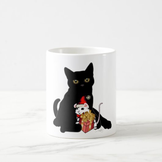 Mug Chat noir et souris blanche Noël (Centre)