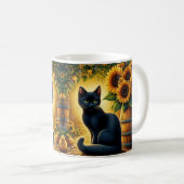 Mug Chat noir et tournesols (Devant droit)