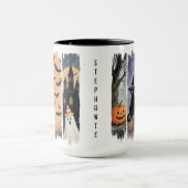 Mug Chat noir, Fantôme, Citrouille, Chauves-souris & M (Centre)