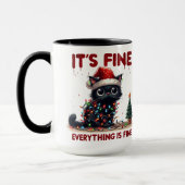 Mug Chat noir fou aux lumières de Noël (Gauche)