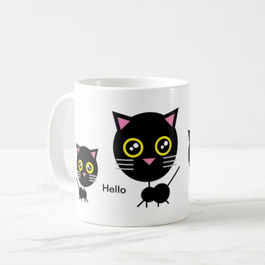 Mug Chat noir géométrique (Devant gauche)