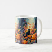 Mug Chat noir Halloween avec citrouilles effrayant (Devant droit)
