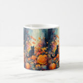 Mug Chat noir Halloween avec citrouilles effrayant (Centre)