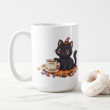 Chat noir Halloween Spooky & Caffeiné