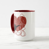 Mug Chat Noir Jouant Déraviser le Coeur Rouge (Devant gauche)
