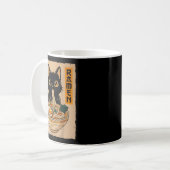 Mug Chat noir kawaii d'anime rétro mangeant des nouill (Devant gauche)