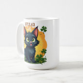 Mug Chat noir Lucky : St. Patrick's Day Clover & Coins (Devant gauche)