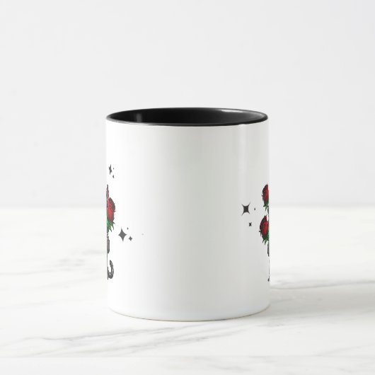 Mug Chat noir mal tenant Rose Cool étoiles foncé (Centre)