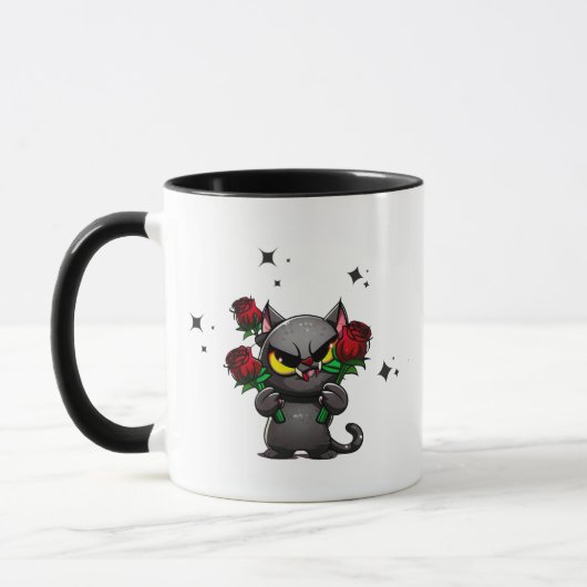 Mug Chat noir mal tenant Rose Cool étoiles foncé (Gauche)