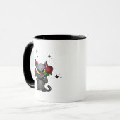 Mug Chat noir mal tenant Rose Cool étoiles foncé (Devant gauche)