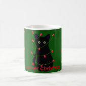 Mug chat noir | Meowy Christmas | lumières scintillant (Centre)