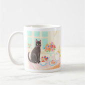 Mug Chat Noir Mignon à la Fête de Thé (Gauche)