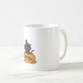 Mug Chat noir mignon en citrouille avec casquette sorc (Devant droit)