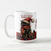 Mug Chat noir mignon serré dans les lumières de Noël (Gauche)