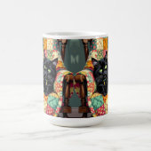 Mug Chat noir mignon sur chaise à rocher (Centre)