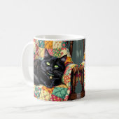 Mug Chat noir mignon sur chaise à rocher (Devant gauche)