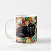 Mug Chat noir mignon sur chaise à rocher (Gauche)
