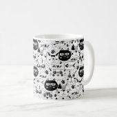 Mug chat noir miow mignon doodé (Devant droit)