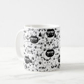 Mug chat noir miow mignon doodé (Devant gauche)