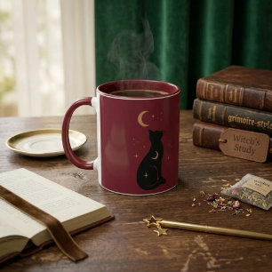 Mug Chat Noir Mystique & Lune Céleste Bourgogne