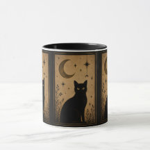 Chat noir mystique Lune et Étoiles Gothique Vintag